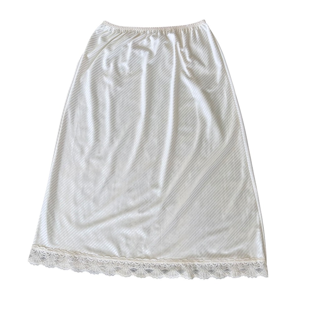 Vintage Vanity Fair Half Slip Ivory Shadow Stripe Lace SML Dainty Fairycore